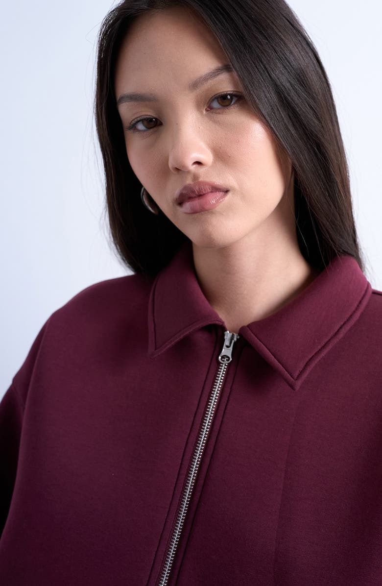 Topshop Oversize Zip-Up Jacket, Alternate, color, Burgundy