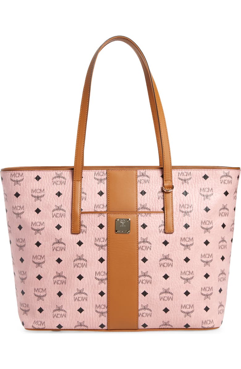 MCM Anya Medium Visetos Zip Top Shopper, Main, color,