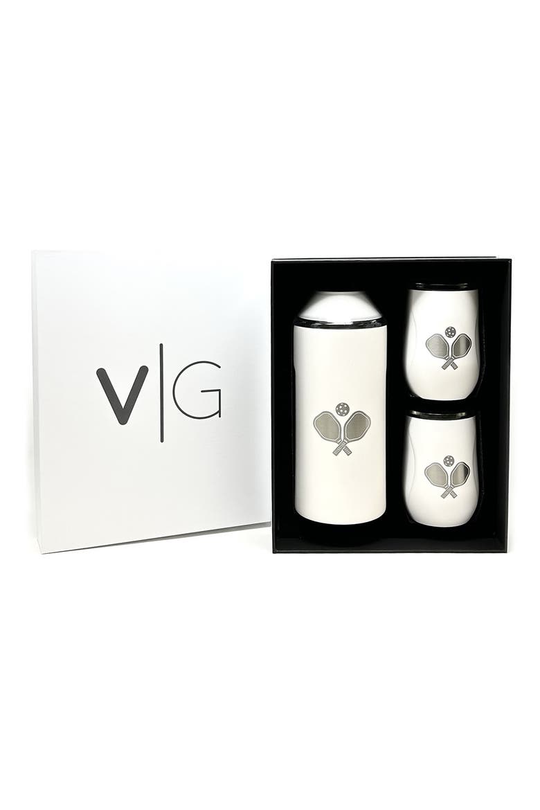 Pickleball Wine Bottle Chiller & Tumbler Gift Set, Main, color, WHITE