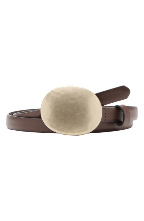 Rounded Buckle Leather Belt