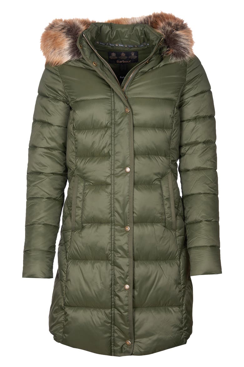 Jamison Hooded Puffer Parka with Faux Fur Trim, Alternate, color, OLIVE