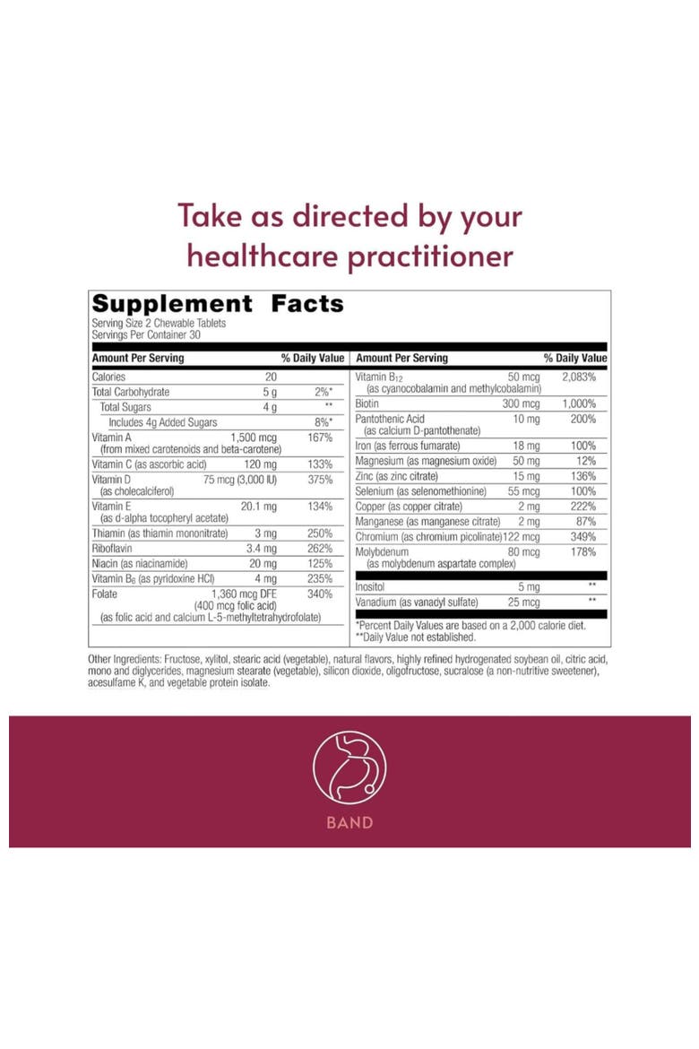 Chewable Multi RP Multivitamin with Iron Copper and Essential Nutrients 60 Count, Alternate, color, None