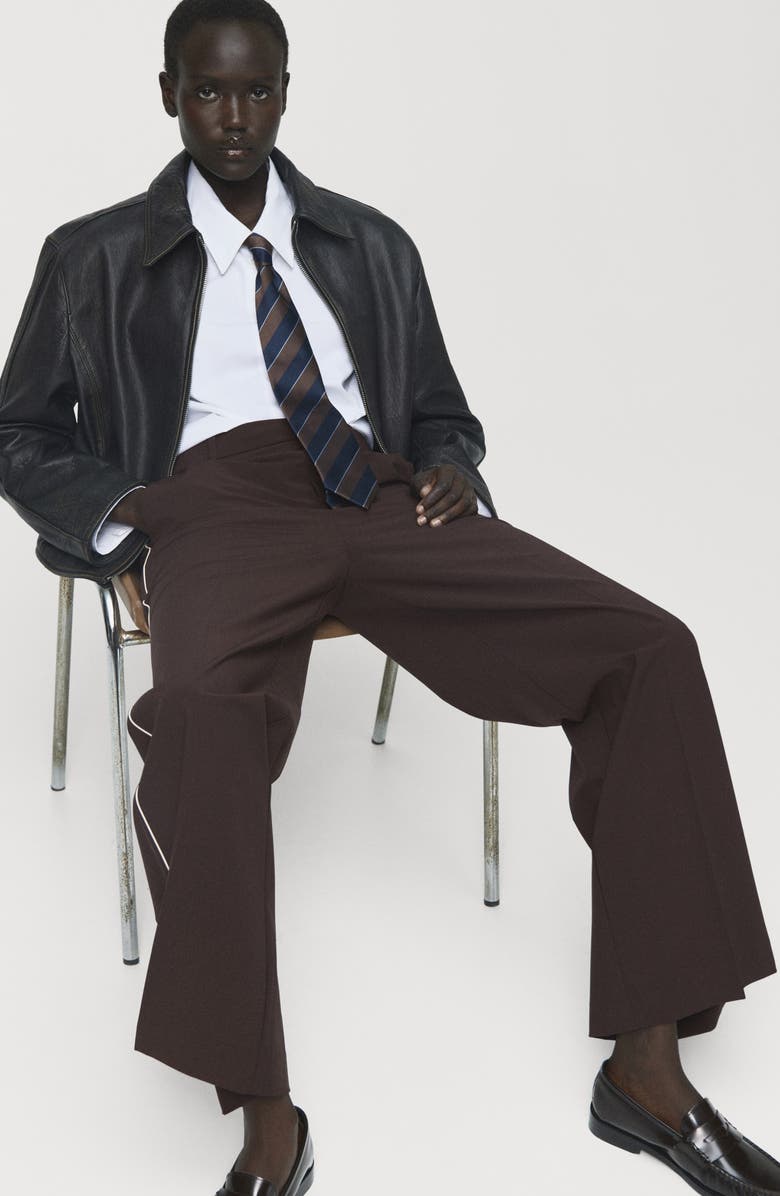 MANGO Side Stripe Pants, Alternate, color, Chocolate