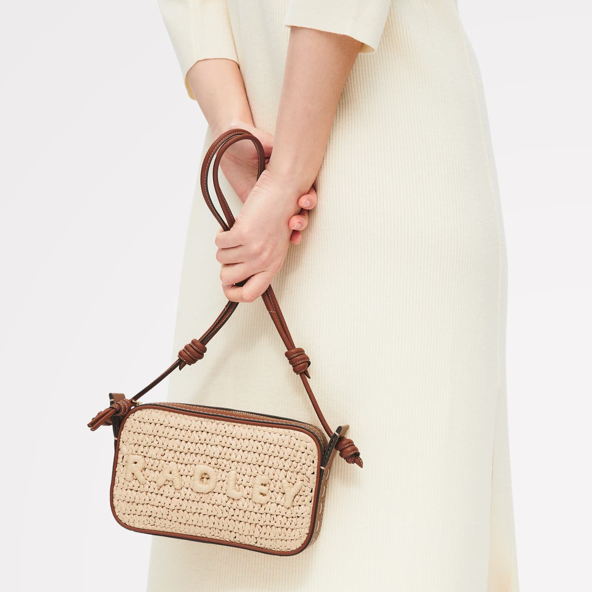 Radley The Camden - Raffia Small Ziptop Shoulder Bag, Alternate, color, Natural