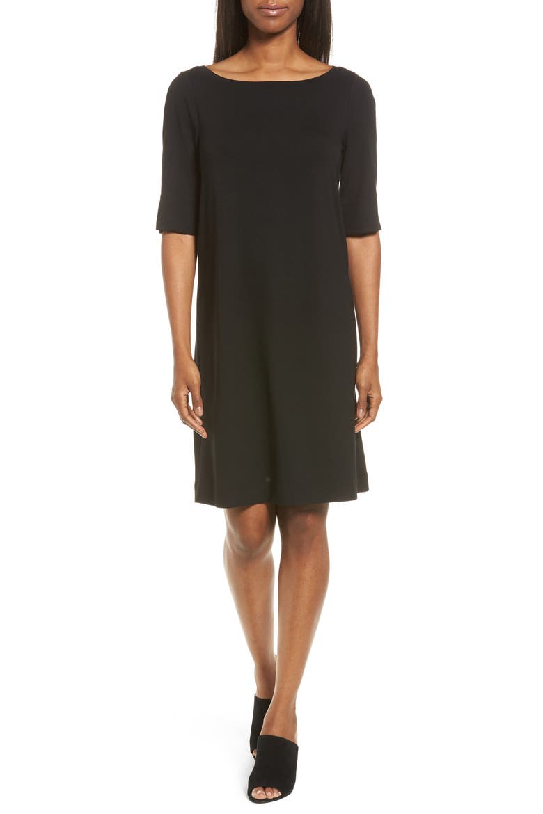 Jersey Shift Dress, Main, color, BLACK