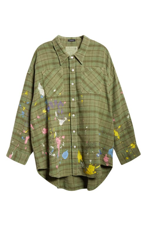 R13 Paint-splatter Shirt In Plaid Paint Splatter Scribbles