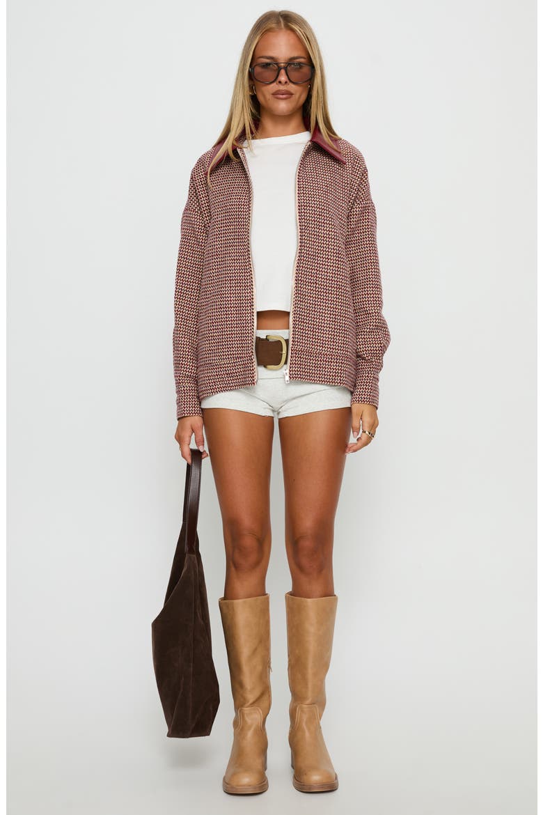 End of the Day Collared Bomber Jacket, Alternate, color, RED MULTI