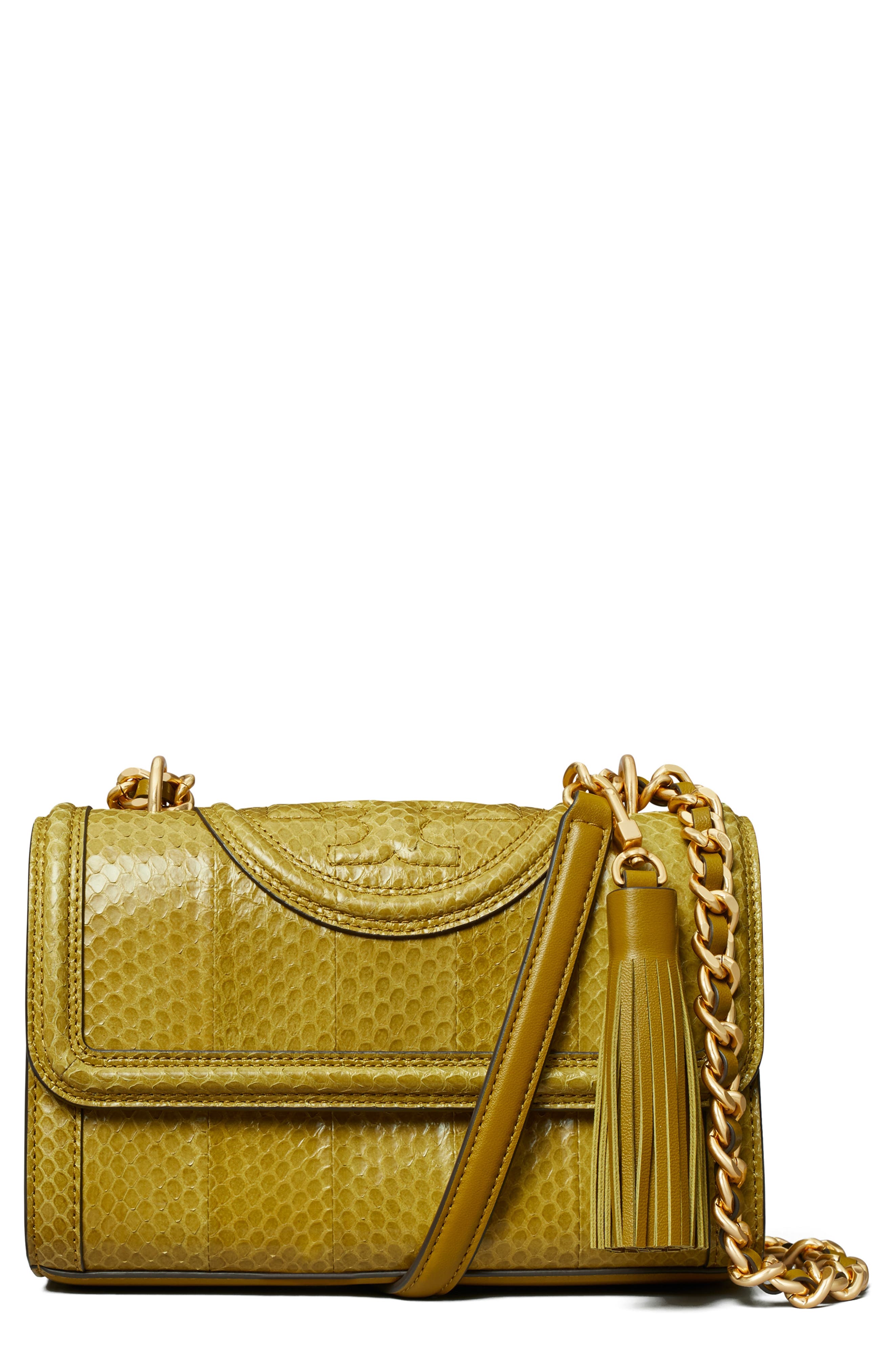 Tory Burch Fleming Snake Print Convertible Leather Shoulder Bag, Main, color, 