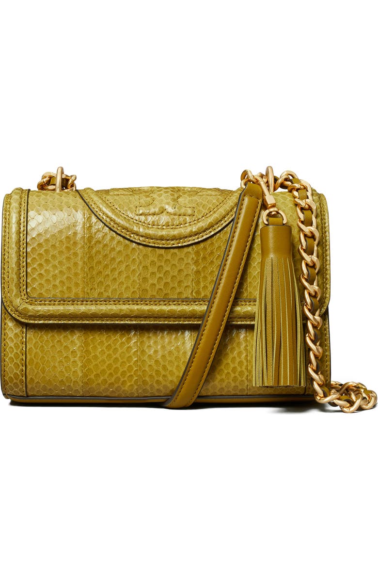 Tory Burch Fleming Snake Print Convertible Leather Shoulder Bag, Main, color,