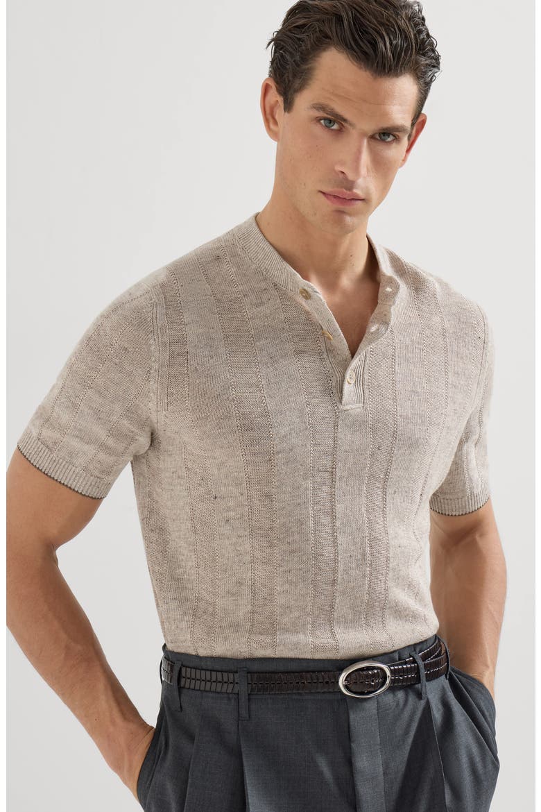 Henley collar T-shirt, Alternate, color, Sand