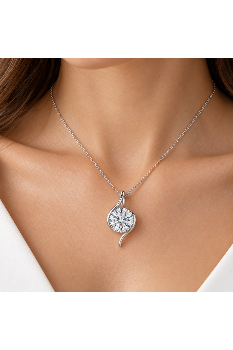 Certified 3Ct Diamond Molly Pendant 14k Gold Necklace 18" Lab Grown, Alternate, color, Yellow Gold