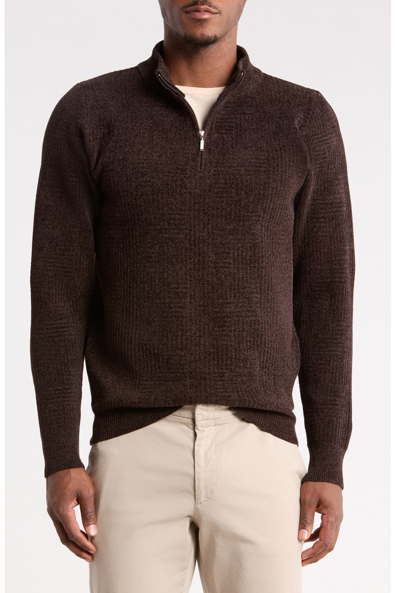 Mock Neck Quarter Zip Sweater, Main, color, FRENCH ROAST