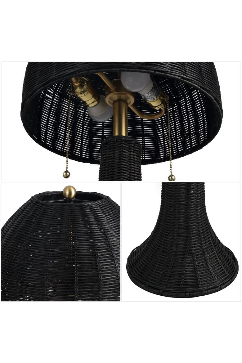 Joanie Bohemian Rustic Iron LED Table Lamp, Alternate, color, Black/Brass Gold