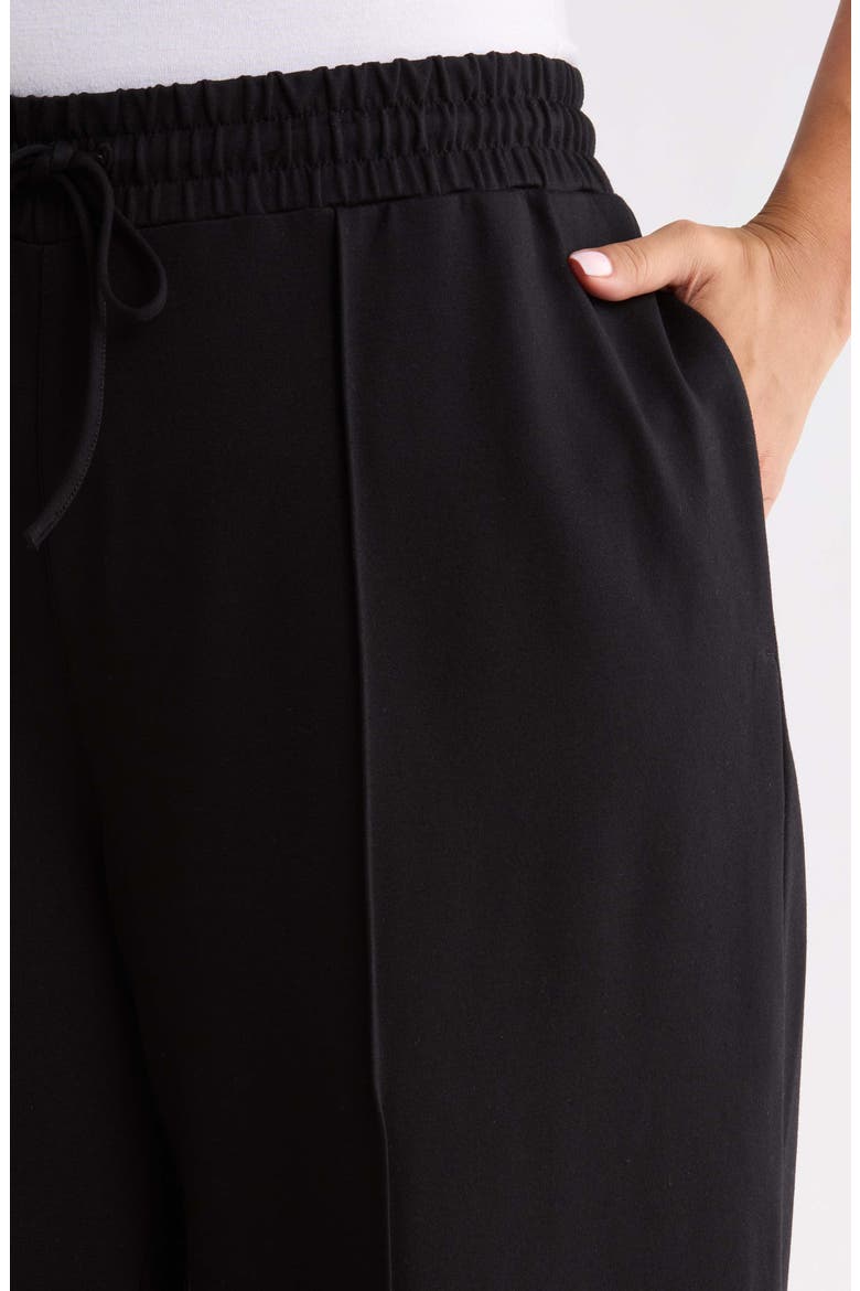 Ponte Pull-On Wide Leg Pants, Alternate, color, BLACK