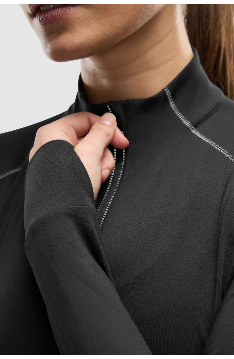 Peloton Women's Active Brushed Jersey ¼ Zip, Alternate, color, Black