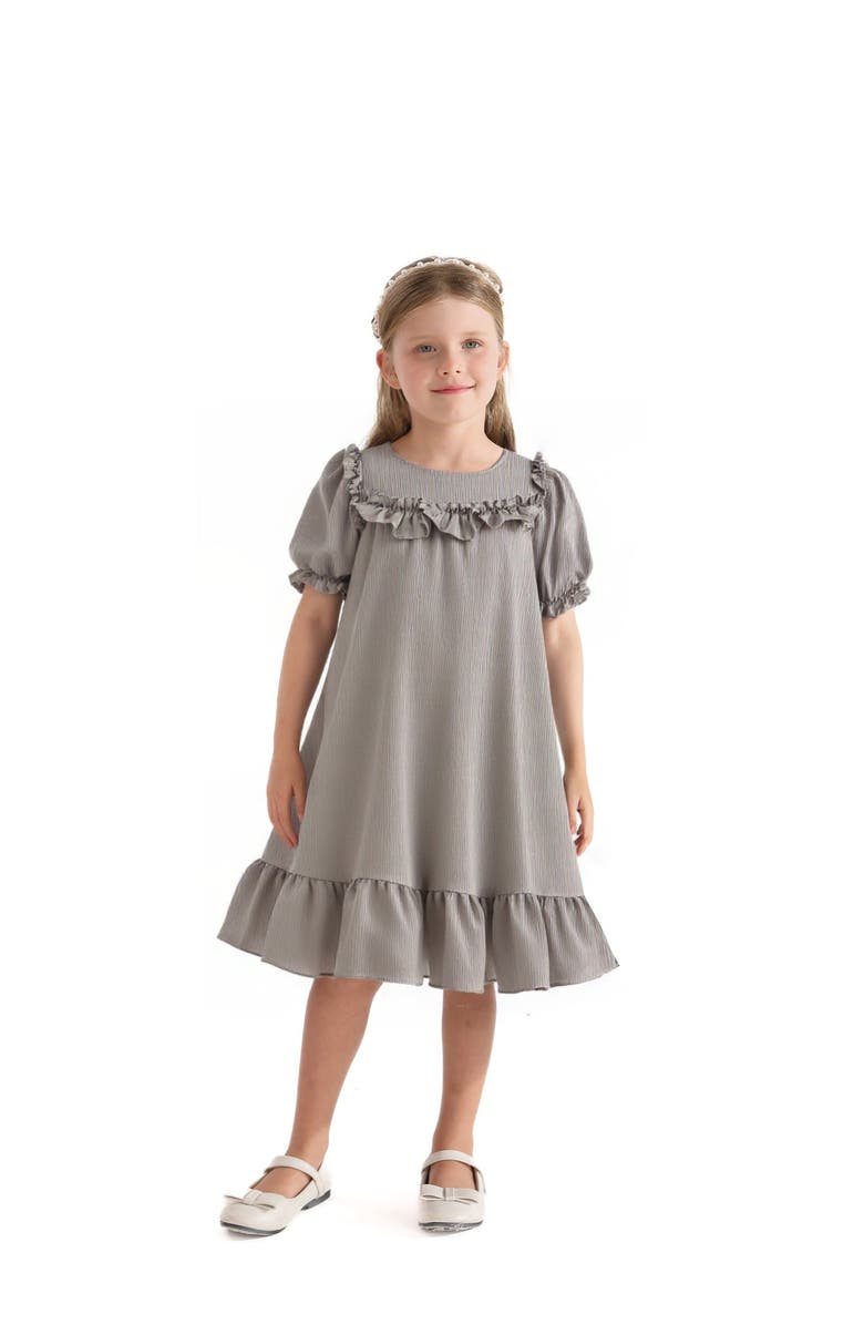 Sweet Cactus Ruffle Berlin Dress, Main, color, Grey