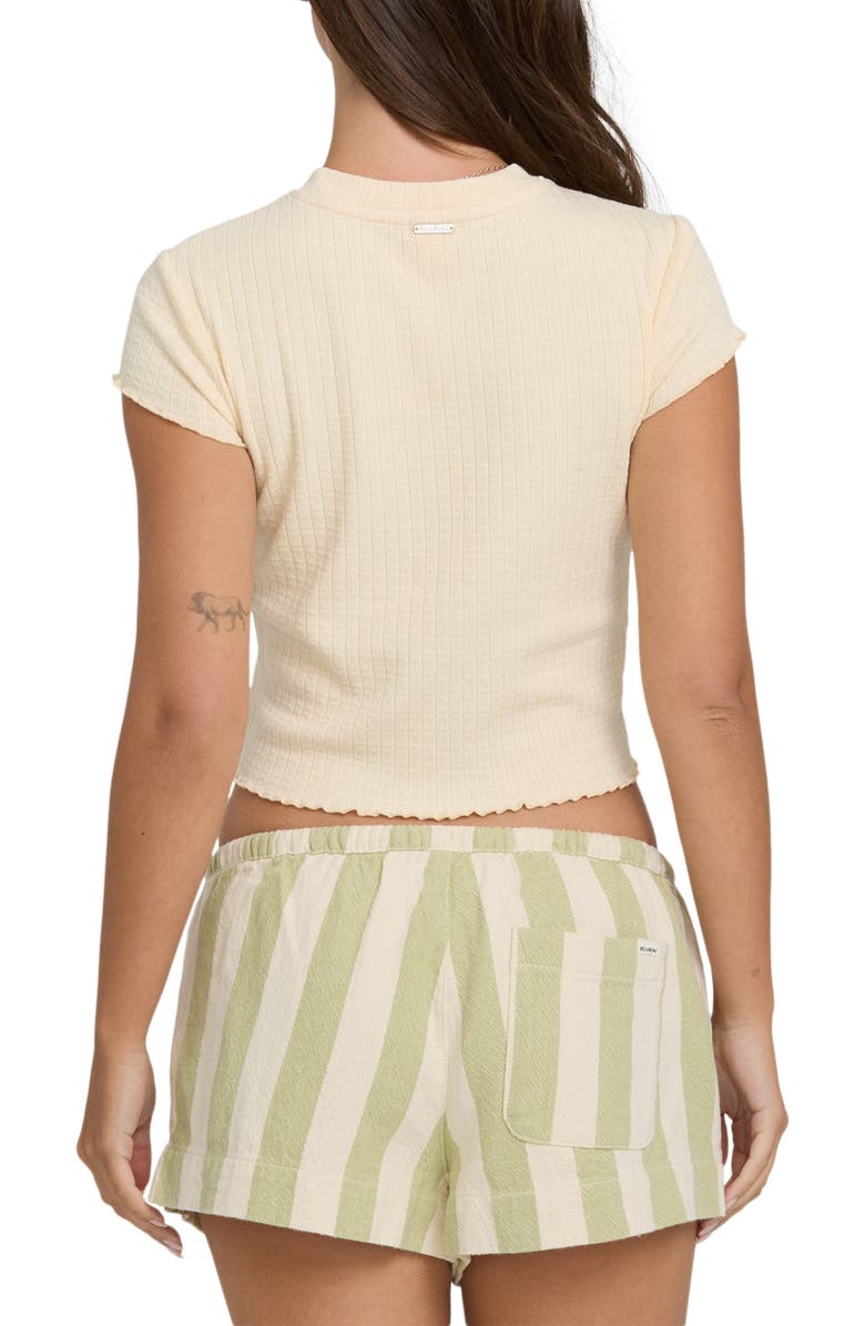 Billabong Shelly Rib Knit Lettuce Edge Crop T-Shirt, Alternate, color, Dove
