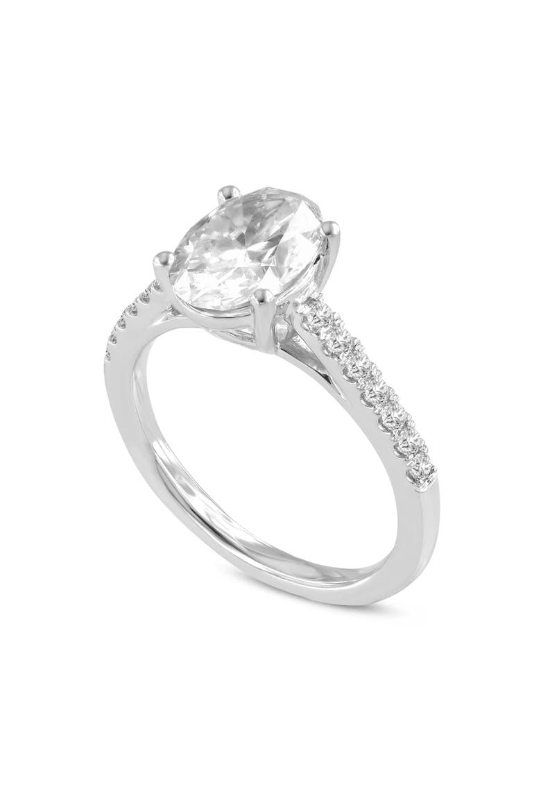 Solce 14K Gold Oval Lab Grown Diamond Engagement Ring - 2.2 Cts, Main, color, 14K White Gold