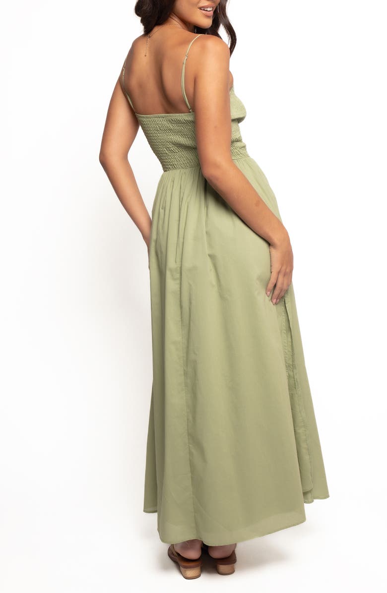 Petal & Pup Cagnes Smocked Cotton Maxi Sundress, Alternate, color, Olive