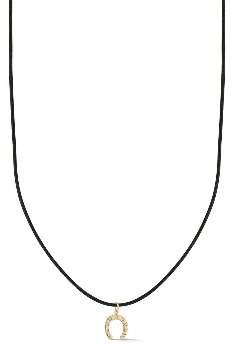 Ember Fine Jewelry 14k Gold Diamond Horseshoe Necklace, Main, color, Gold