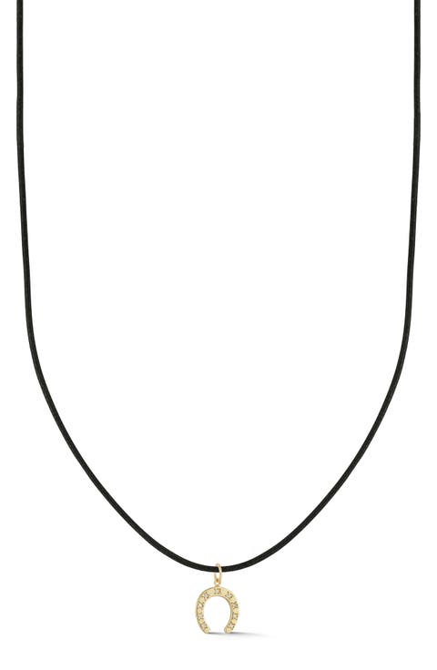 14k Gold Diamond Horseshoe Necklace
