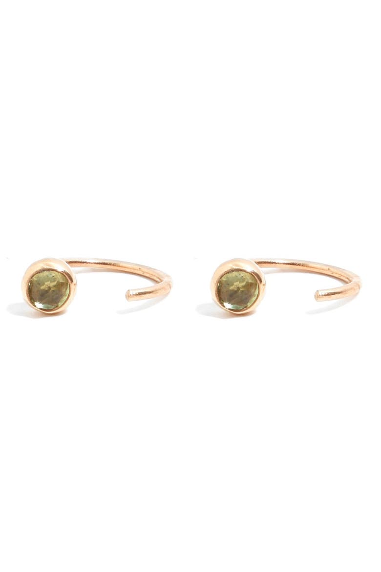 Peridot Hug Hoop Earrings, Main, color, YELLOW GOLD/ PERIDOT