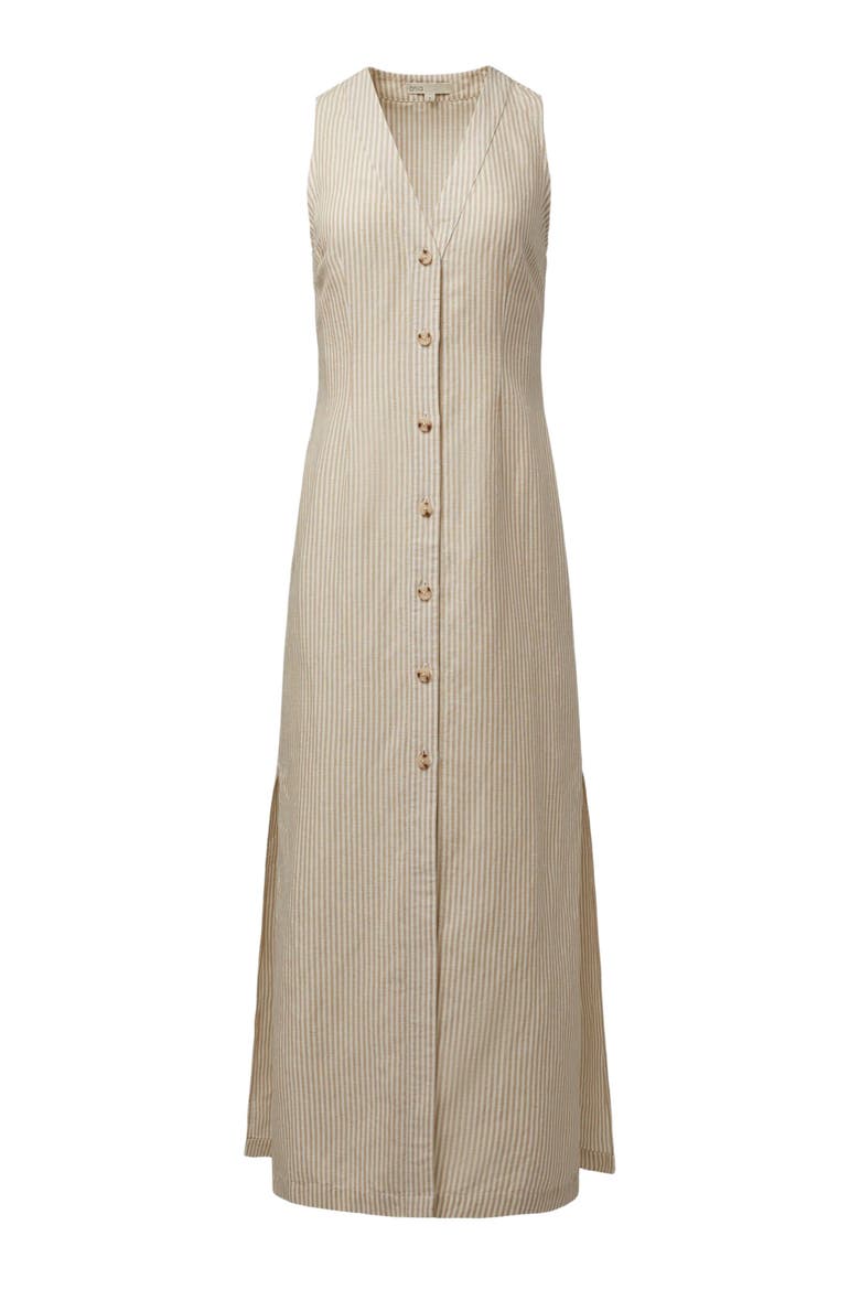 Air Linen Button Down Maxi, Alternate, color, JUTE/WHITE