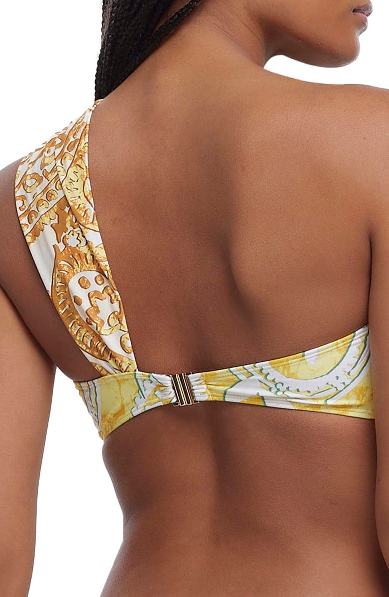 River Island O-Ring One-Shoulder Bandeau Bikini Top, Alternate, color, Yellow