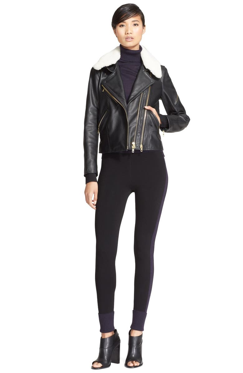 rag & bone 'Minerva' Leather & Shearling Biker Jacket, Alternate, color, 
