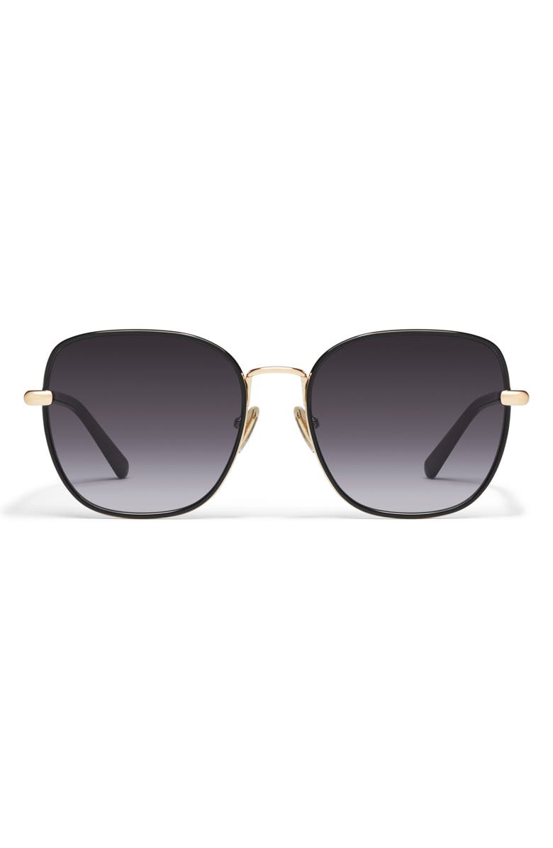 QUAY Uptown 58mm Gradient Round Sunglasses, Main, color, Black Gold/ Smoke