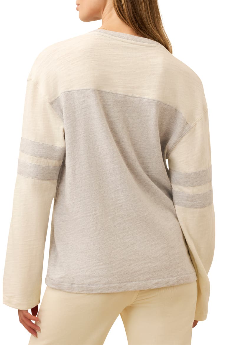 Sunwashed Varsity Long Sleeve Organic Cotton Slub T-Shirt, Alternate, color, LIGHT GREY HEATHER VARSITY
