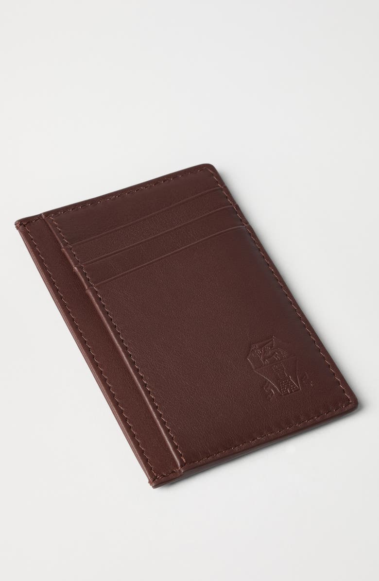 Brunello Cucinelli Calfskin card case, Alternate, color, Brown