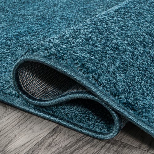 Jonathan Y Haze Solid Low-pile Round Area Rug In Green/blue