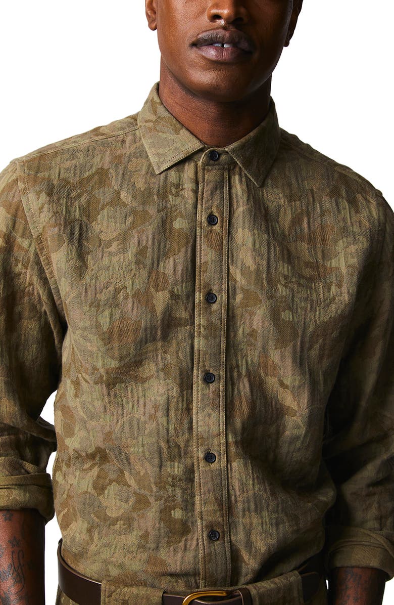 Billy Reid Tuscumbia Standard Fit Jacquard Camo Cotton Button-Up Shirt, Main, color,