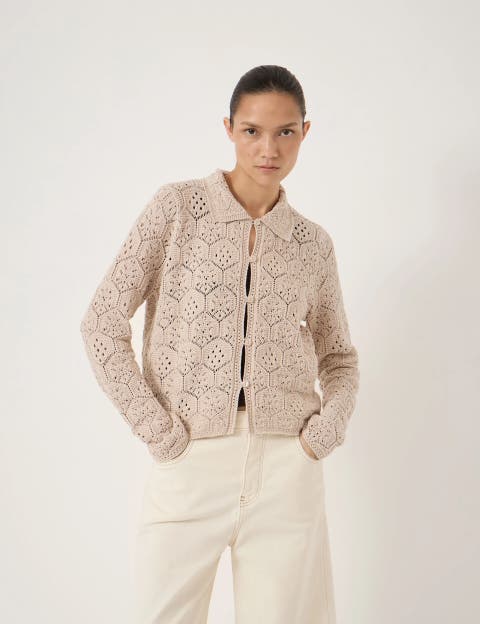 Crochet Cotton Long Sleeve Cardigan