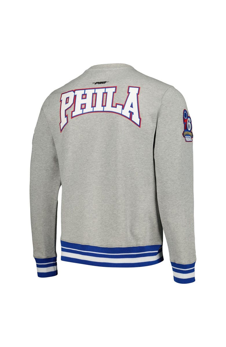 PRO STANDARD Men's Pro Standard Heather Gray Philadelphia 76ers Crest Emblem Pullover Sweatshirt, Alternate, color,