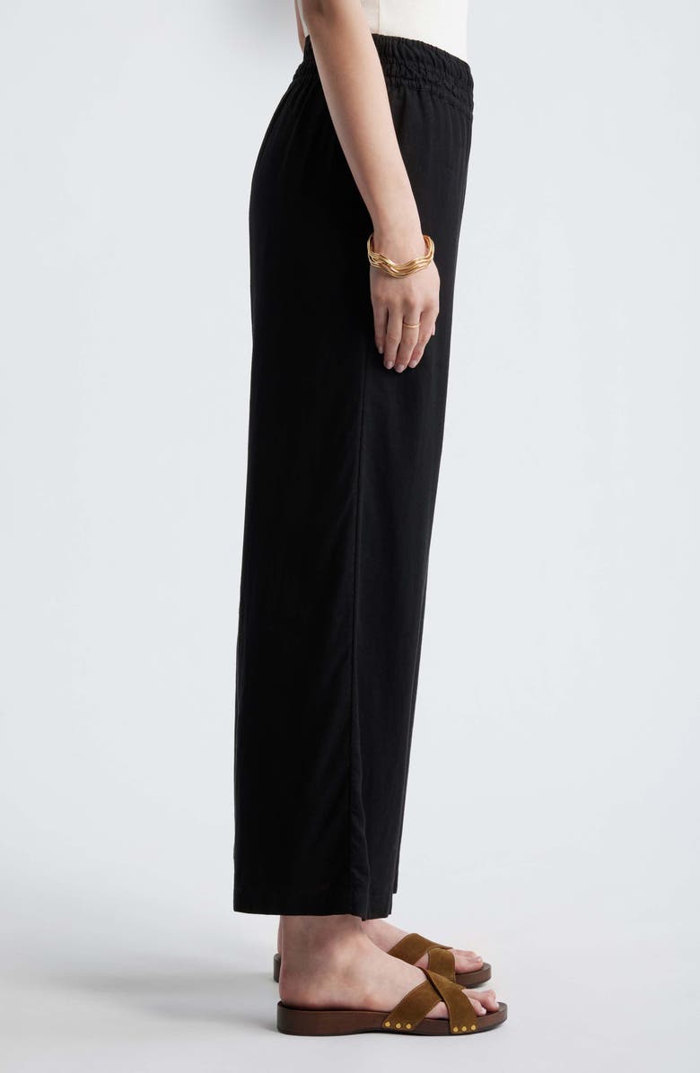 Treasure & Bond Linen Blend Smocked Waist Wide Leg Pants, Alternate, color, Black