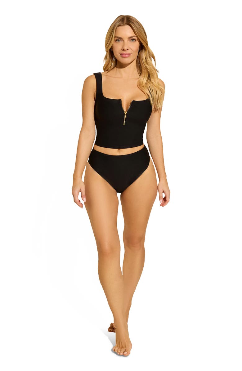 STYLEST DreamSculpt Zip Tankini Top, Alternate, color, Caviar