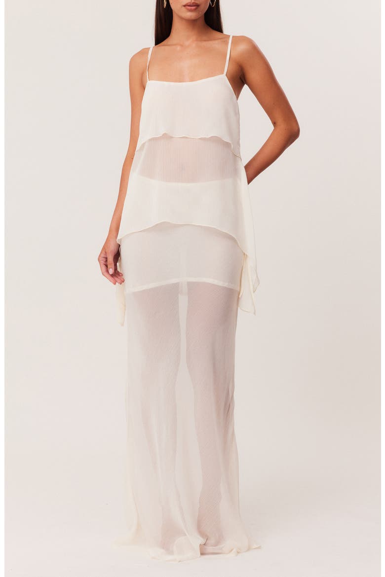 Tamara Handkerchief Hem Chiffon Cami Top, Alternate, color, OFF WHITE