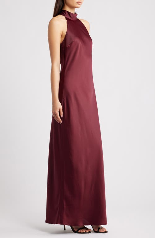 Wayf Violetta Matte Satin Gown In Burgundy