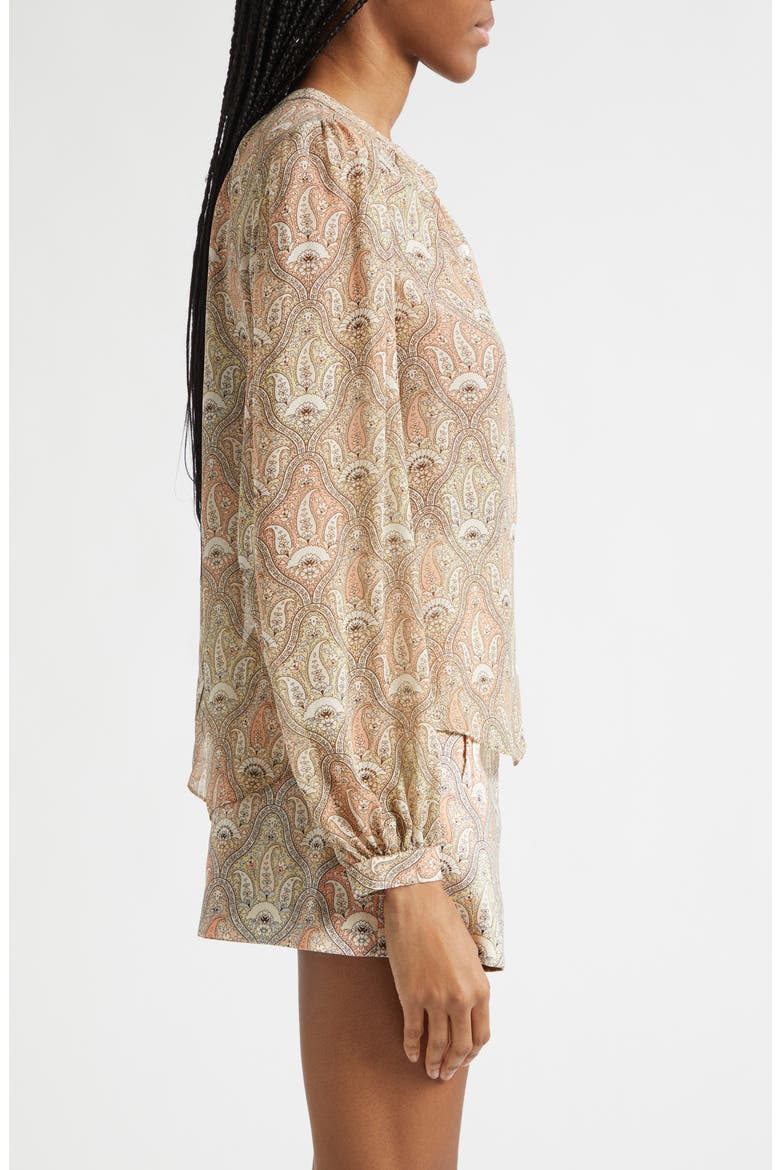 Ashlynn Paisley Silk Top, Alternate, color, STONE KHAKI MULTI