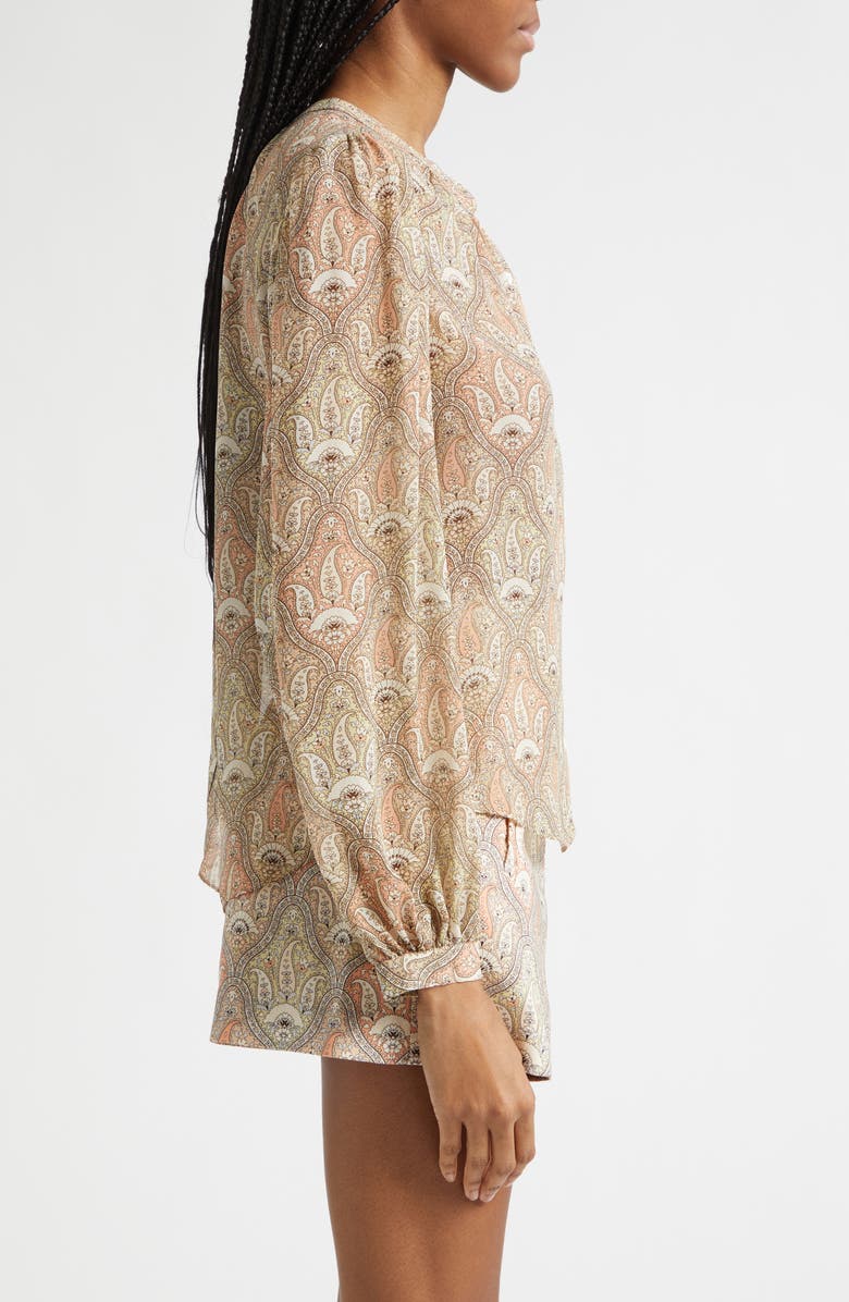 Veronica Beard Ashlynn Paisley Silk Top, Alternate, color, Stone Khaki Multi