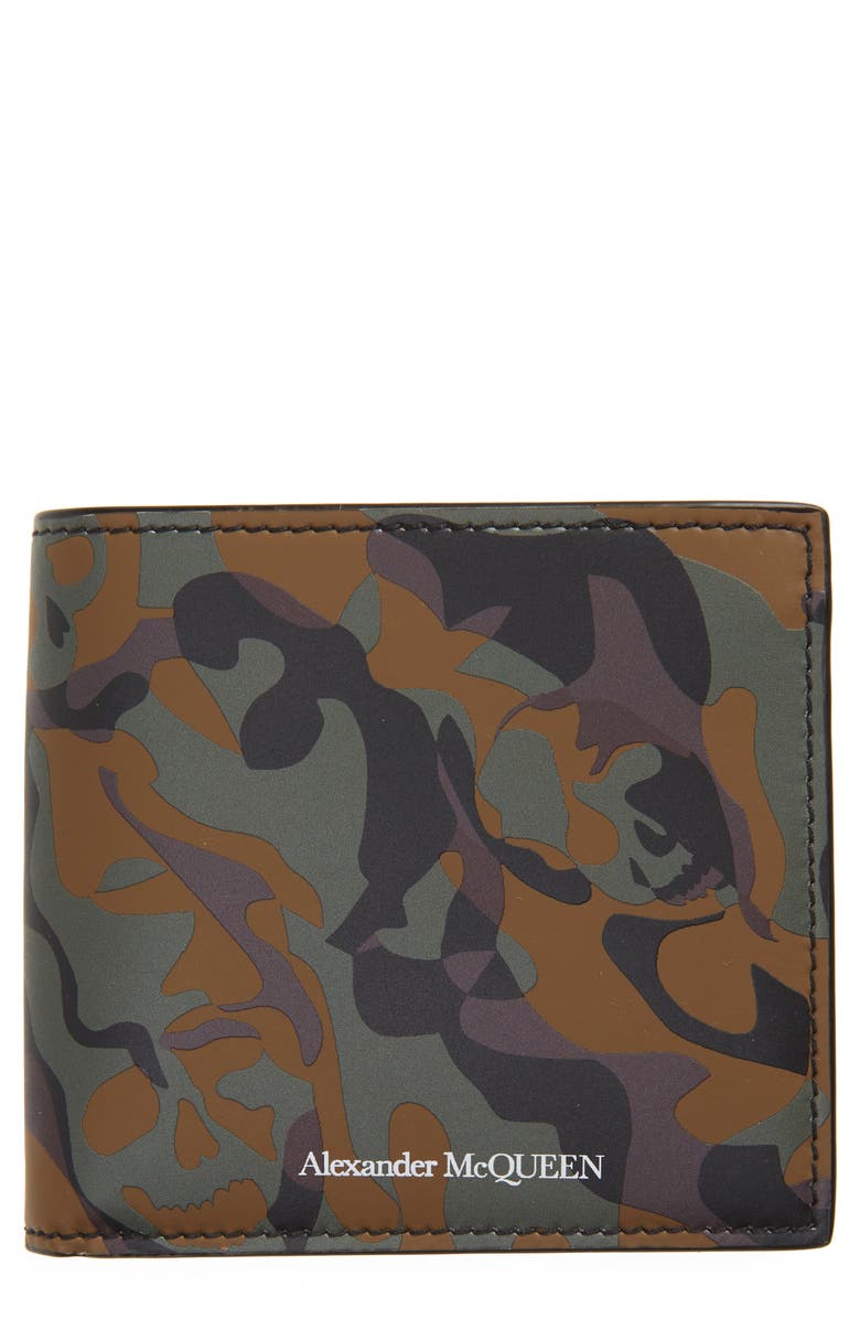 McQueen Alexander McQueen Camo Leather Billfold Wallet, Main, color,