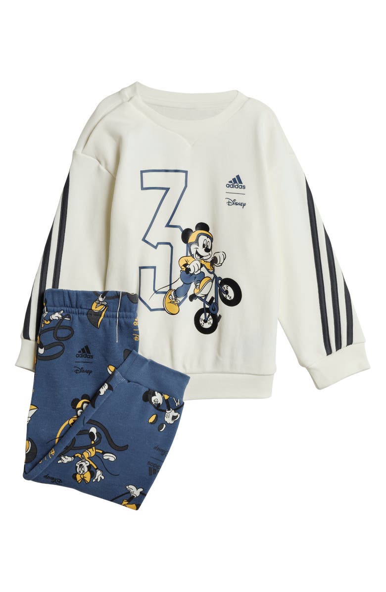 adidas Kids' Disney<sup>®</sup> Mickey Mouse Cotton Graphic Sweatshirt & Joggers Set, Main, color, 