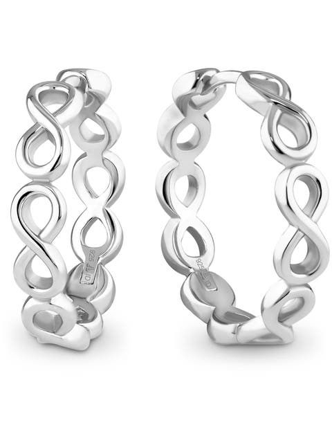 Infinity Hoop Earrings in Rhodium Plated Sterling Silver