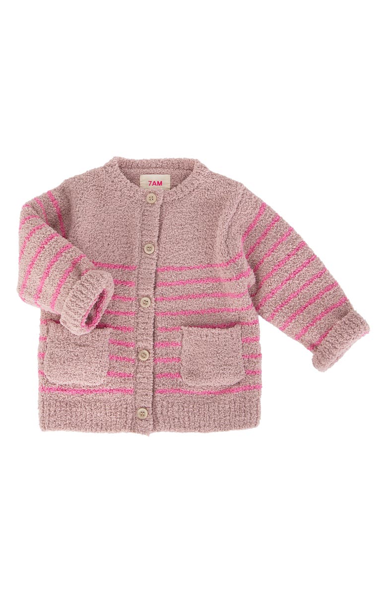 7 A.M. Enfant Stripe Chenille Recycled Polyester Tank Top & Cardigan Set, Alternate, color, 