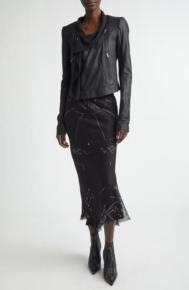 Rick Owens Print Bias Cut Silk Skirt, Alternate, color, 