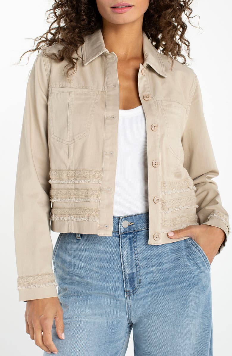 Liverpool Los Angeles Twill Fringe Jacket, Main, color, Safari Sand