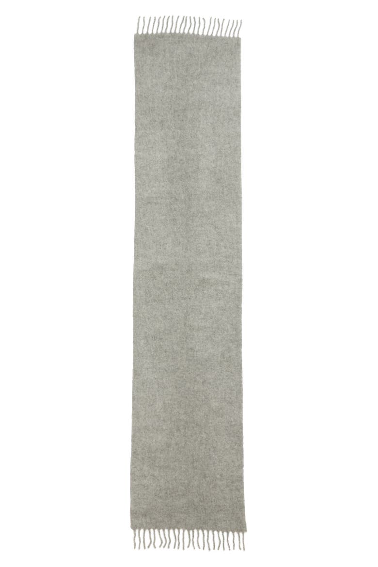 Brushed Alpaca, Mohair & Wool Blend Fringe Scarf, Alternate, color, LIGHT GREY MELANGE