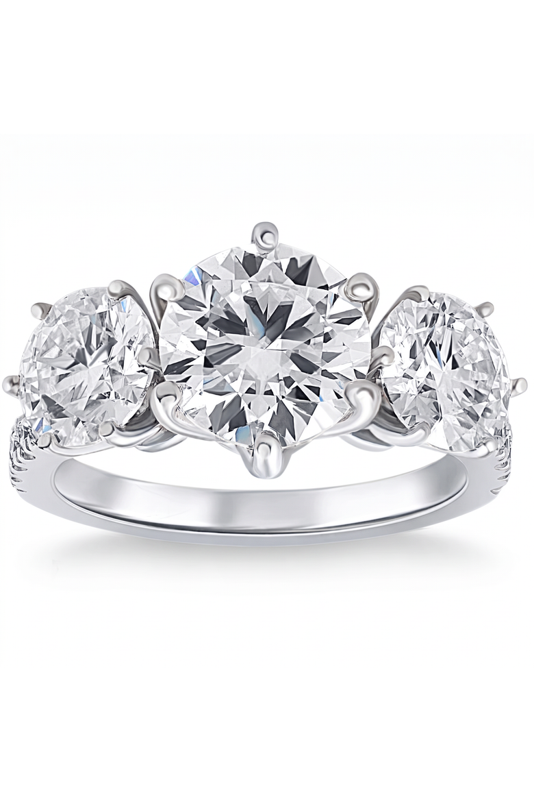 6 1/4 Ct Three Stone Diamond Engagement Ring Lab Grown Gold, Main, color, 10k White Gold